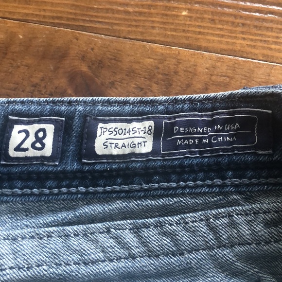 Miss Me Straight Leg Bling Rare Blue Stitch Distressed Jeans - Picture 6 of 8